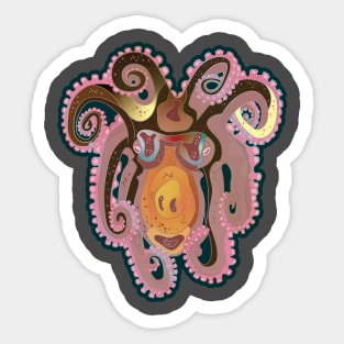 Octopus, pink and tan. Sticker